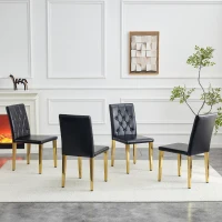 Lot de 4 chaises de salle à manger, style luxe européen, patins antidérapants et silencieux, 42x46x89 cm, Noir+Or(m-1)
