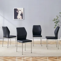 Lot de 4 chaises de salle à manger, style léger-luxe, patins antidérapants, 43x42.6x93 cm, Noir+Argenté(m-4)