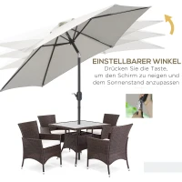 Outsunny Knikparasol zonnescherm tuinscherm strandparasol met handkruk aluminium 3 kleuren(m-5)
