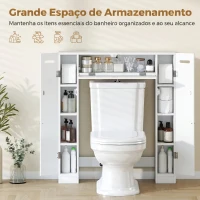 HOMCOM Móvel sobre Sanita com 2 Armários Gaveta Basculante Suportes para Papel e Prateleiras Ajustáveis 88x18x98 cm Branco(m-4)