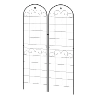 Outsunny Metal Trellis Set of 2, Garden Trellis for Climbing Plants Support Frames, Floral Design(m-1)