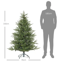 HOMCOM Kerstboom 150 cm, realistisch uiterlijk, snel op te zetten, inclusief standaard, brandveilig kunststof(m-3)