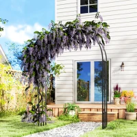Outsunny Steel Garden Arch, 2.2m High x 1.5m Wide Metal Garden Trellis for Climbing Plants Roses Wisteria Vines, Outdoor Wedding Arch for Bridal Party Ceremony Decoration, Black(m-2)