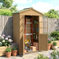 Outsunny Outdoor Wooden Storage Cabinet, Garden Tool Shed with Acrylic Windows for Patio, Light Brown(m-2)