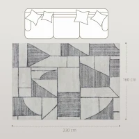 HOMCOM Covor Modern Antiderapant cu Linii Geometrice, din Poliester Multicolor, 230x160x0.7 cm(m-3)