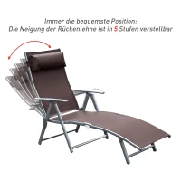 Outsunny ligbank strandbed ligbank voor buiten relax ligbed inklapbaar met kussen strand metaal + stof bruin 137 x 63,5 x 100,5 cm(m-5)