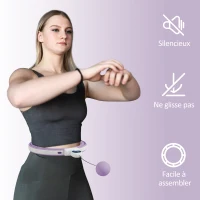 SPORTNOW Hula hoop cerceau avec picots de massage ajustable 76-113 cm de tour de taille 16 segments amovibles 139x4,5cm violet(m-7)
