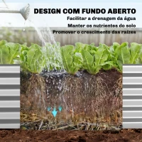 Outsunny Caixa de Plantio Grande com Cobertura de Estufa e Rede Fundo Aberto para Jardim Terraço 200x60x103 cm Prateado(m-9)