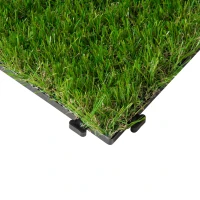 HOMCOM Gazon synthétique Artificiel Set de 10 Dalles Carreaux 30 x 30 cm épaisseur Confort 3,5 cm à emboîter Vert(m-9)
