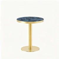 Table d'appoint ronde, plateau anti-rayures facile à nettoyer, 60x60x74 cm, Bleu(m-8)