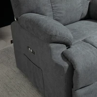 HOMCOM Fotoliu reclinabil pentru ridicare, cu suport pentru picioare, din material textil cu efect de in, 84x96x100 cm, gri închis(m-9)