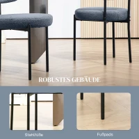 HOMCOM Set van 2 eetkamerstoelen, fleece-bekleding, stoelen met gestoffeerde zitting, metalen poten, grijs(m-6)