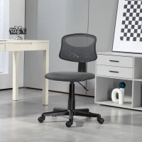 HOMCOM Cadeira de Escritório sem Apoio para os Braços com Encosto de Malha Respirável Altura Ajustável 43x48x78-88 cm Cinza(m-10)