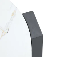 Table basse ronde moderne à 2 niveaux, design démontable et modulable, bords arrondis, 61x61x30 cm, Blanc+Noir(m-8)