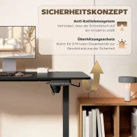 Vinsetto Verstelbaar Zit-Stabureau Computertafel, 140 cm x 70 cm x 116 cm, Zwart(m-6)