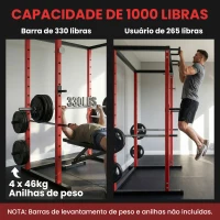 SPORTNOW Jaula de Potência Rack de Agachamentos com Barra de Elevações Estação de Paralelas Ajustável para Casa Ginásio Carga 460 kg(m-5)