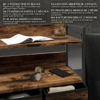 HOMCOM Comodă cu 7 Sertare Detașabile cu 2 Rafturi Industrial din Lemn și Oțel, 79x29x101 cm, Maro și Negru(m-5)