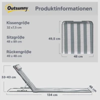 Outsunny Opvouwbaar ligbed met neksteun ligstoel met 5-traps verstelbare rugleuning draagtas lichtgrijs(m-3)