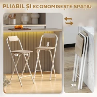 HOMCOM Set 2 Scaune de Bar Pliabile cu Suport pentru Picioare, din Lemn și Oțel, 37 x 45 x 87 cm, Lemn(m-4)