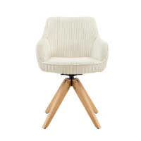 Lot de 2 chaises de salle à manger pivotantes style rétro luxueux, piètement quatre pieds en bois massif, 56,00x44,00x84,00 cm, Couleur naturelle(m-2)