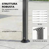 Outsunny Gazebo da Giardino con Tetto Estensibile e Fori di Drenaggio, in Metallo e Poliestere, 3.2x3.2 m, Grigio Scuro(m-7)