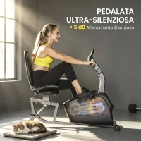 SPORTNOW Cyclette da Casa Recumbent con 8 Livelli di Resistenza Magnetica, Misurazione Pulsazioni, Sellino Regolabile(m-4)