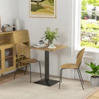 HOMCOM Eettafel Vierkante keukentafel voor 2 personen Eettafel met houtlook en stalen basis 70 x 70 x 75 cm Donkerbruin(m-2)