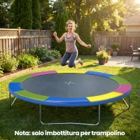 SPORTNOW Copertura Tappeto Elastico Ø305x30 cm Pieghevole e Portatile, in Plastica, PE e Schiuma, Multicolore(m-2)