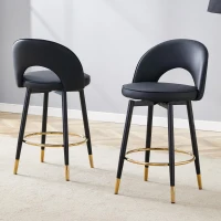Tabouret de bar pivotant 360°, dossier ajouré design, lot de 2, 44x44x91.5 cm, Noir(m-5)