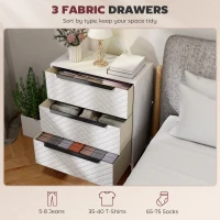 HOMCOM Chest of Drawers, Dresser with 3 Fabric Drawers and Aluminium Handles - White(m-4)