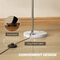 HOMCOM Arc Floor Lamp for Living Room, Modern Adjustable Standing Lamp with Faux Black Marble Base Silver Tone(m-7)