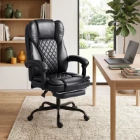 HOMCOM Executive Home Office Chair Reclining Function Footrest Computer Desk Chair High Back, Black(m-10)