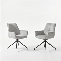 Fauteuil pivotant 360° rembourré, piètement métal laqué stable, patins antidérapants, 48x50x85 cm, Gris(m-2)