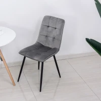 HOMCOM set van 2 eetkamerstoel keukenstoel eettafel schuimstof metaal grijs + zwart 45 x 63 x 90 cm(m-9)