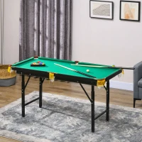 SPORTNOW Table de billard pliable hauteur réglable avec accessoires 2 queues, 16 boules, 2 craies, triangle, brosse, vert(m-10)