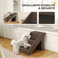 PawHut Escalier pour Chien Pliant à 3 Marches Antidérapantes Escalier pour Animaux en Plastique 53 x 30,5 x 36,5 cm Marron(m-4)