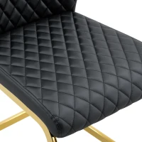 Chaise de salle à manger matelassée motif losange, dossier haut ergonomique, lot de 2, 43x63x100 cm, Noir+Or(m-7)