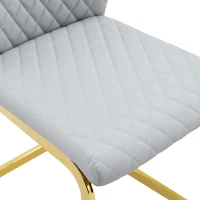 Chaise de salle à manger matelassée motif losange, dossier haut ergonomique, lot de 2, 43x63x100 cm, Gris clair(m-7)