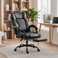 HOMCOM Executive Home Office Chair Reclining Function Footrest Computer Desk Chair High Back, Black(m-2)