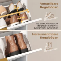 HOMCOM Smalle schoenenkast met 2 kleppen en bovenblad voor hal en gang, wit(m-6)