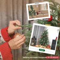 HOMCOM Albero di Natale Artificiale da 150 cm e Ignifugo con 1375 Rami Realistici, Base in Metallo Pieghevole(m-6)