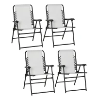 Outsunny  Pieces Patio Folding Chair Set, Outdoor Portable Loungers for Camping Pool Beach Deck, Lawn Chairs with Armrest Steel Frame, Cream White(m-1)