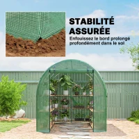Outsunny Serre de Jardin Tunnel 8 m² 4L x 2l x 1,9H m Acier galvanisé renforcé diamètre 2,4 cm + PE fenêtres Porte Vert(m-7)