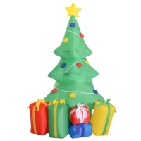 HOMCOM Opblaasbare Kerstdecoratie met LED-licht, Cadeaus, 150 cm Waterdicht voor Kerstfeesten(m-10)