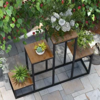 Outsunny Bloemenrek, 4 niveaus, voor binnen en buiten, metalen frame, 80 x 20 x 74 cm(m-7)