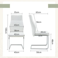 Chaise de salle à manger matelassée motif losange, dossier haut ergonomique, lot de 2, 43x63x100 cm, Blanc+Argenté(m-3)
