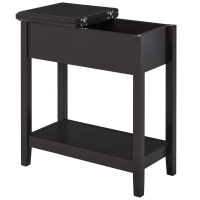 HOMCOM End Table, Narrow Side Table with Flip Top , Shelf, Dark Coffee