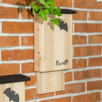 PawHut Set de 3 căsuțe pentru lilieci din lemn de brad pentru exterior, 25x6x37.5 cm, lemn natural(m-9)
