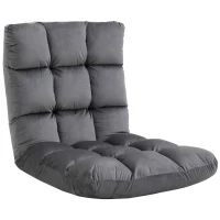 HOMCOM Poltrona da Terra in Velluto con Schienale Reclinabile fino 180° e Imbottitura Spessa, 55x71x53.5cm, Grigio Scuro(m-11)