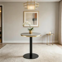 Table d'appoint ronde, plateau anti-rayures facile à nettoyer, 60x60x74 cm, Gris(m-1)